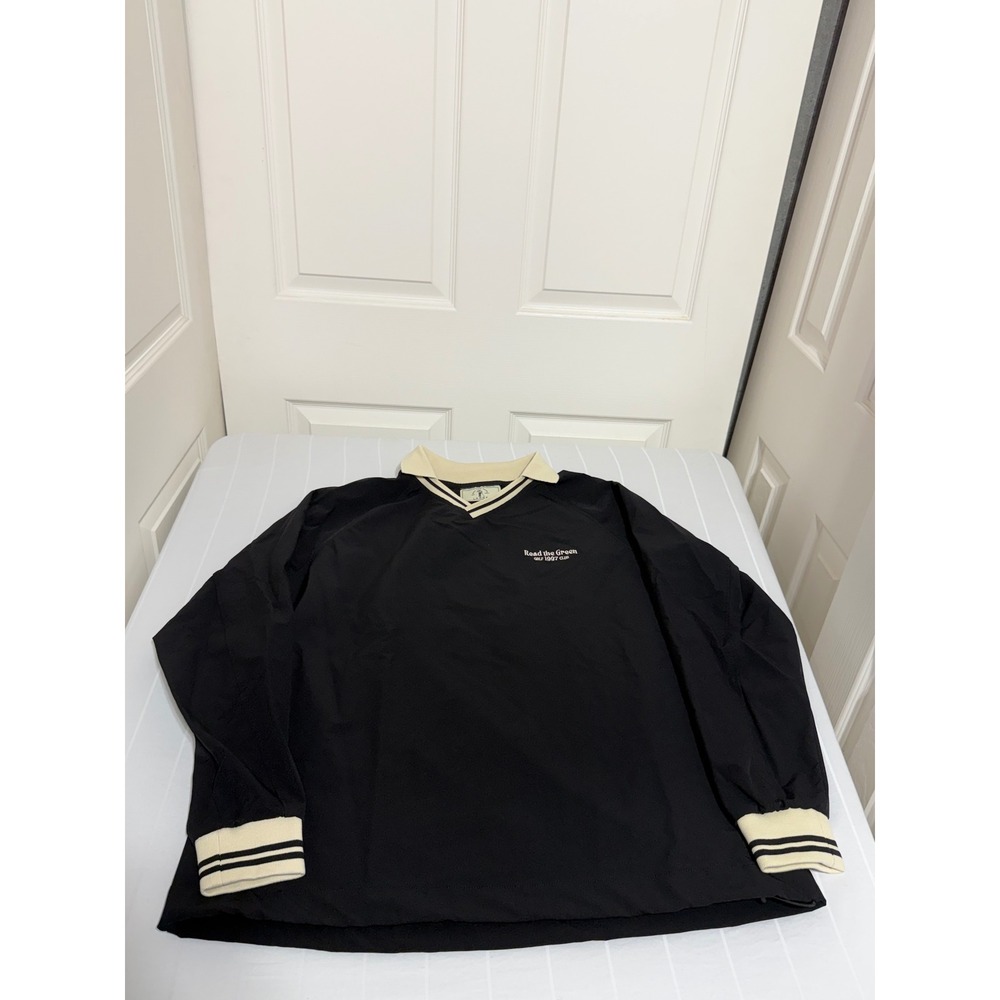 Read the Green Golf Club Windbreaker Pullover Black Cream Mens Large